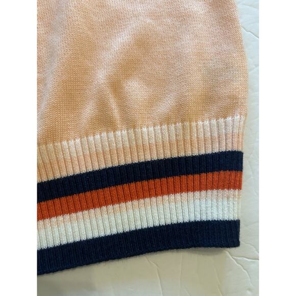NWT Anthropologie Women’s Sz Medium vest peach Striped trim Preppy short Moth - Picture 3 of 12